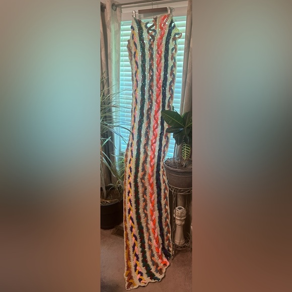 Crochet Multicolor Hand Made Bed Runner/ Foot Warmer/ Table Runner 23” X 73” - Picture 3 of 14